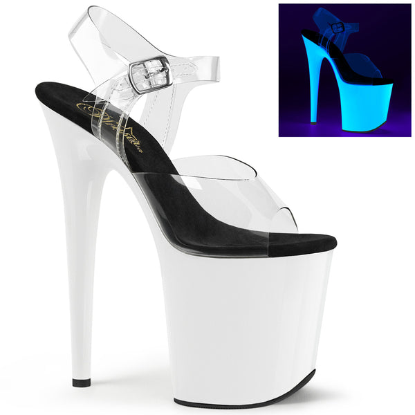 FLAMINGO-808UV Plateau Sandaletten Weiss UV | Pleaser