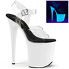 FLAMINGO-808UV Plateau Sandaletten Weiß UV Schwarzlicht von Pleaser