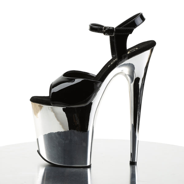 FLAMINGO-809 Plateau Sandaletten Schwarz/Chrom von Pleaser – Ansicht 3