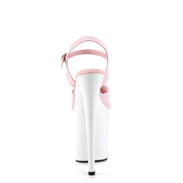 FLAMINGO-809 Plateau Sandaletten Weiß Rosa Lack | Pleaser