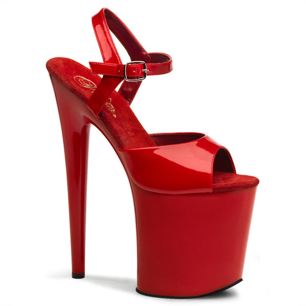 FLAMINGO-809 Plateau Sandaletten Rot Lack | Pleaser