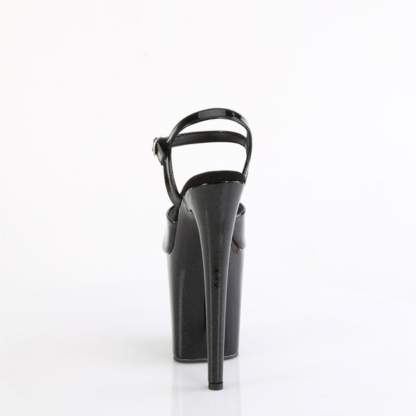 FLAMINGO-809GP Plateau Sandaletten Schwarz Glitzer | Pleaser