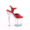 FLAMINGO-809HT Plateau Sandaletten Rot/Transparent Holografisch | Pleaser