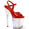 FLAMINGO-809HT Plateau Sandaletten Rot/Transparent Holografisch | Pleaser