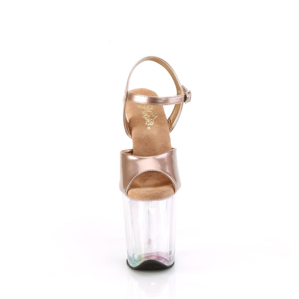 FLAMINGO-809HT Plateau Sandaletten Transparent/Gold Holografisch | Pleaser
