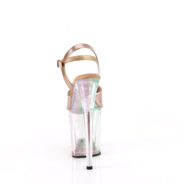 FLAMINGO-809HT Plateau Sandaletten Transparent/Gold Holografisch | Pleaser