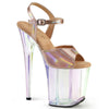 FLAMINGO-809HT Plateau Sandaletten Transparent/Gold Holografisch | Pleaser