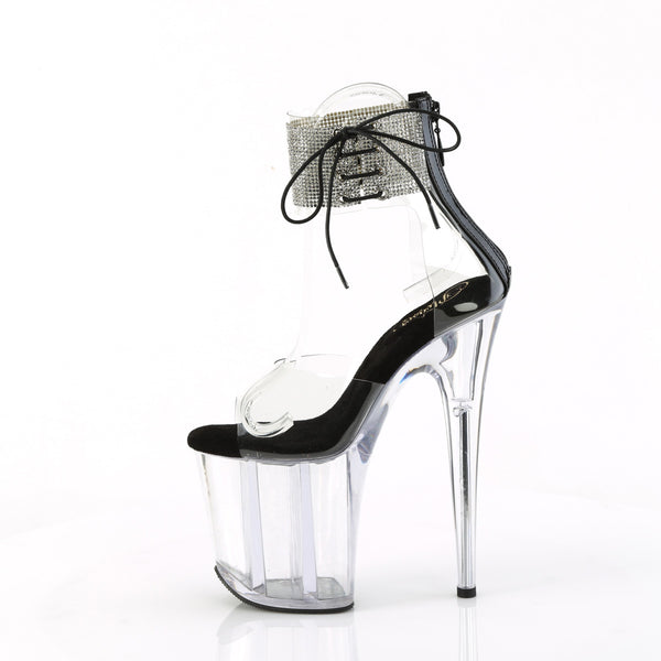 FLAMINGO-824RS Plateau Sandaletten Schwarz/Transparent | Pleaser