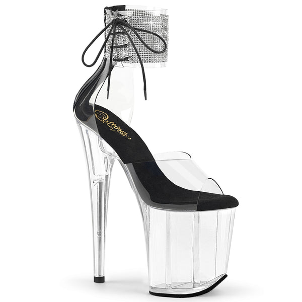 FLAMINGO-824RS Plateau Sandaletten Schwarz/Transparent | Pleaser