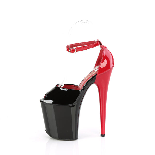 FLAMINGO-868 Plateau Sandaletten Schwarz-Rot | Pleaser