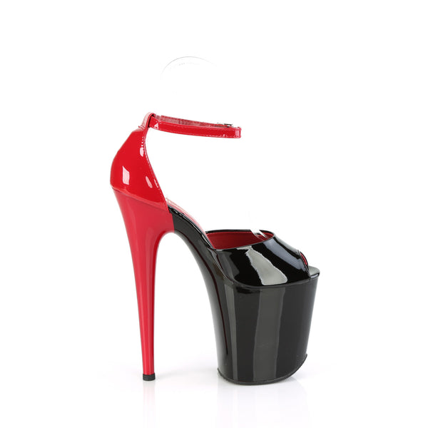 FLAMINGO-868 Plateau Sandaletten Schwarz-Rot | Pleaser