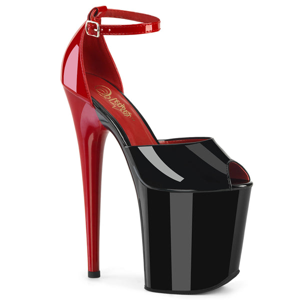 FLAMINGO-868 Plateau Sandaletten Schwarz-Rot | Pleaser