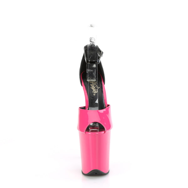 FLAMINGO-868 Plateau Sandaletten Schwarz/Pink | Pleaser