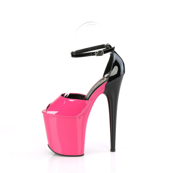 FLAMINGO-868 Plateau Sandaletten Schwarz/Pink | Pleaser