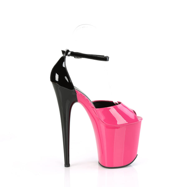 FLAMINGO-868 Plateau Sandaletten Schwarz/Pink | Pleaser