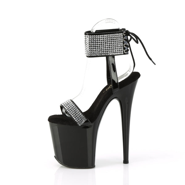 FLAMINGO-870 Plateau Sandaletten mit Glitzersteinbesatz - Schwarz von Pleaser – Ansicht 3