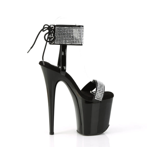 FLAMINGO-870 Plateau Sandaletten mit Glitzersteinbesatz - Schwarz von Pleaser – Ansicht 5