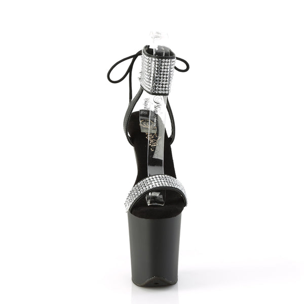 FLAMINGO-870 Plateau Sandaletten - Schwarz mit Glitzersteinbesetzung von Pleaser – Ansicht 2
