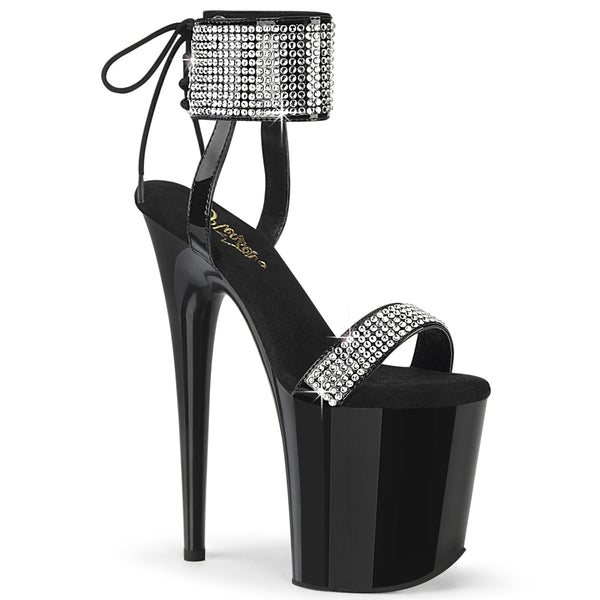 FLAMINGO-870 Plateau Sandaletten mit Glitzersteinbesatz - Schwarz von Pleaser