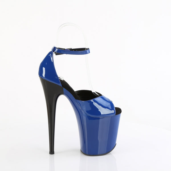 FLAMINGO-884 Plateau Sandaletten Blau/Schwarz Lack | Pleaser
