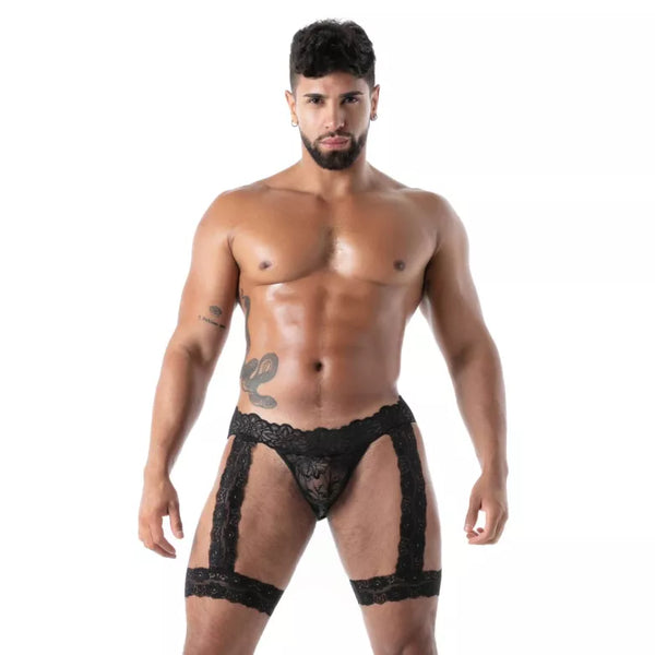 Schwarzer Fluid Lace-Jockstrap von TOF Paris