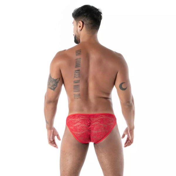 Roter Fluid Lace Minibriefs-Slip von TOF Paris – Ansicht 3