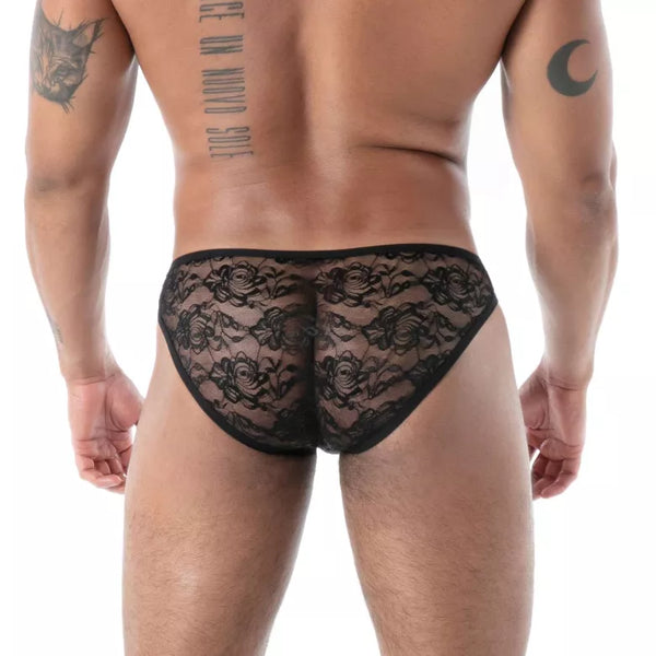 Schwarzer Fluid Lace Minibriefs-Slip von TOF Paris – Ansicht 4