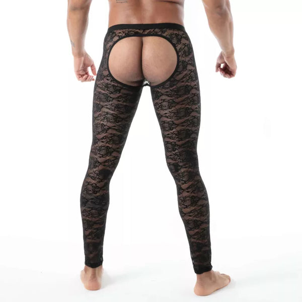 Schwarze Fluid Lace Open Legging im verführerischen Spitzen Design von TOF Paris – Ansicht 5