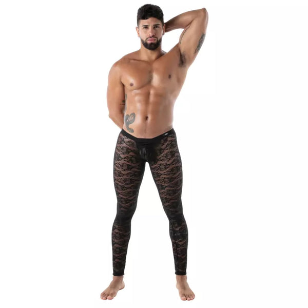 Schwarze Fluid Lace Open Legging im verführerischen Spitzen Design von TOF Paris
