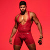 Rotes Fluid Lace Pocket Open Wrestling-Singlet von TOF Paris