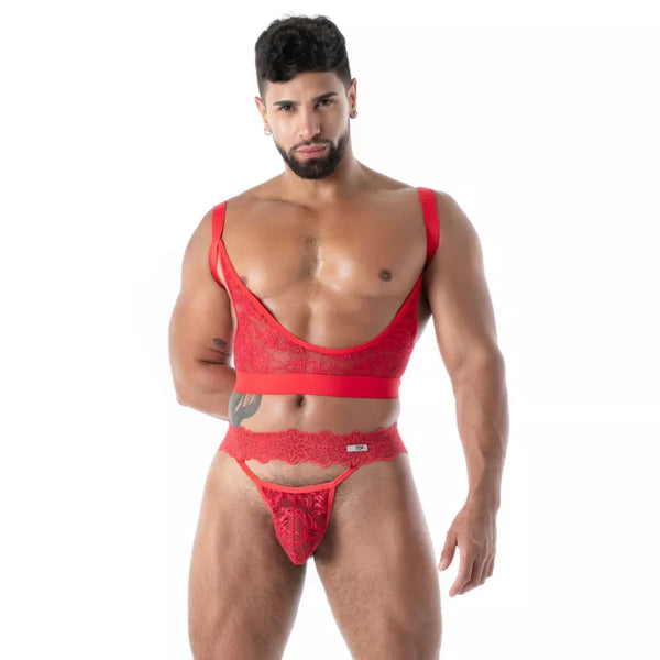 Roter Spitzen-String aus Fluid Lace von TOF Paris
