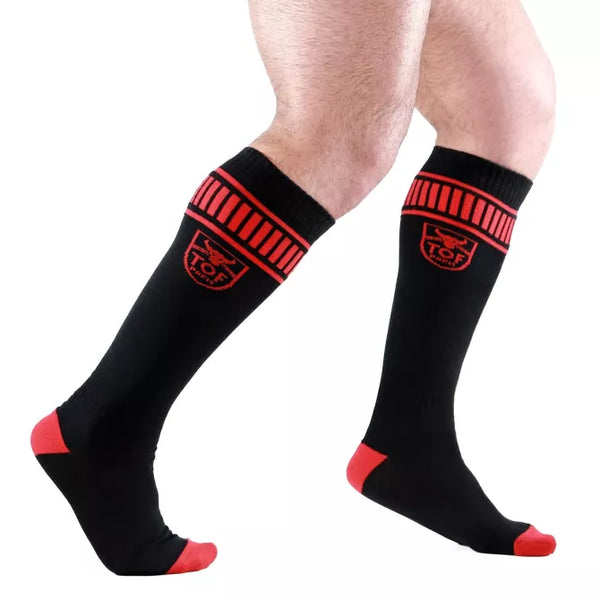 Fußsocken - Sportlich und gepolstert, Schwarz-Rot| TOF Paris
