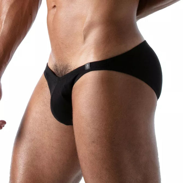 Herren Bikini-Slip mit vorgeformtem Komfort-Vordertasche, Schwarz | TOF Paris