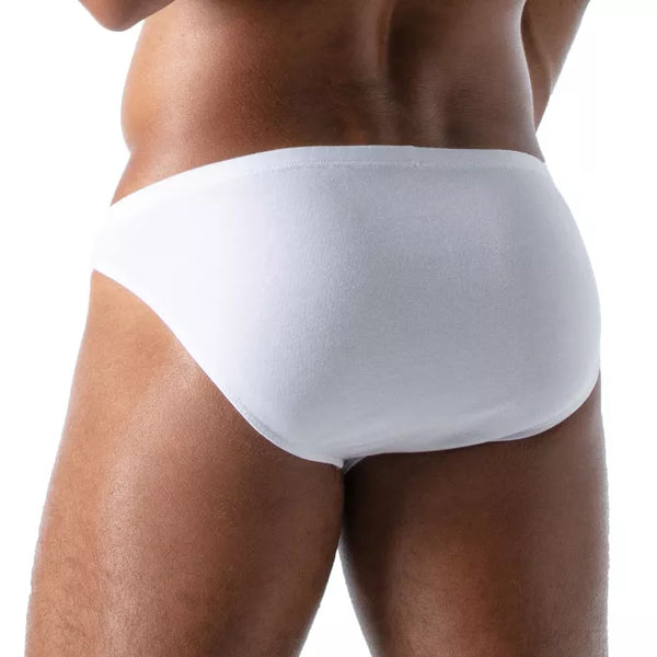 Herren Bikini-Slip mit vorgeformtem Komfort-Vordertasche, Weiß | TOF Paris