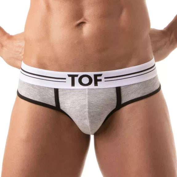 Herren Slip High-Cut - Baumwoll-Mix mit tiefem, gefüttertem Frontbereich, Grau | TOF Paris