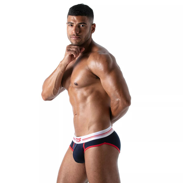 Herren Slip High-Cut - Baumwoll-Mix mit tiefem, gefüttertem Frontbereich, Marineblau | TOF Paris