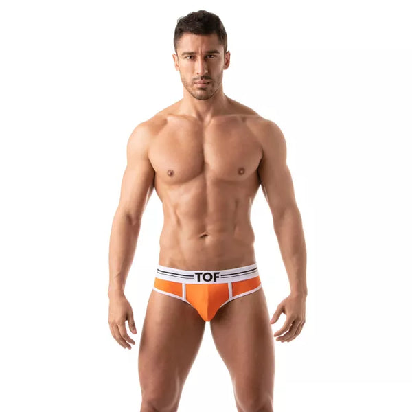 Herren Slip High-Cut - Baumwoll-Mix mit tiefem, gefüttertem Frontbereich, Orange | TOF Paris
