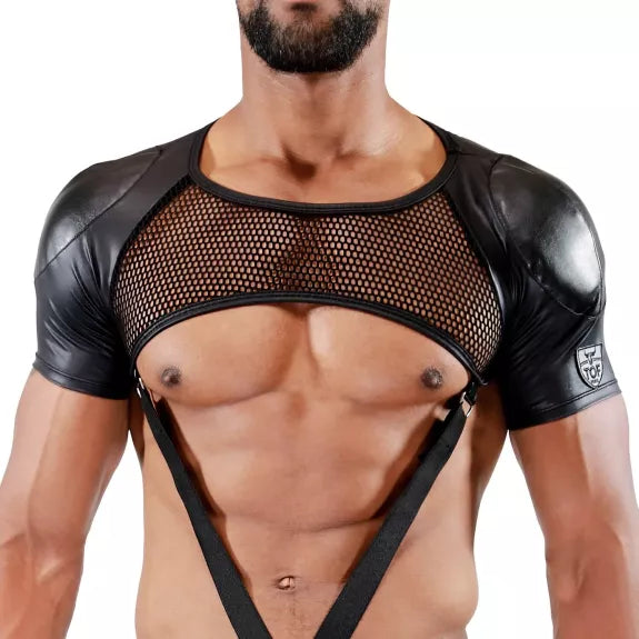 Herren Harness mit gepolsterten Schultern & Geheimfach, Schwarz | TOF Paris