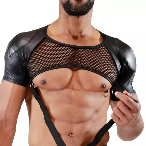 Herren Harness mit gepolsterten Schultern & Geheimfach, Schwarz | TOF Paris