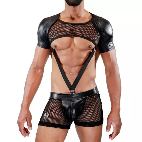 Herren Harness mit gepolsterten Schultern & Geheimfach, Schwarz | TOF Paris
