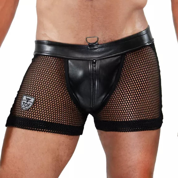 Jockshort mit Reißverschluss, Schwarz - luftiger Mesh & vielseitig einsetzbar | TOF Paris
