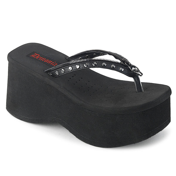 FUNN-33 Plateau Pantoletten Flip-Flop schwarz von DemoniaCult