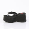 FUNN-35 Plateau Pantoletten - Schwarz Velour von DemoniaCult – Ansicht 3