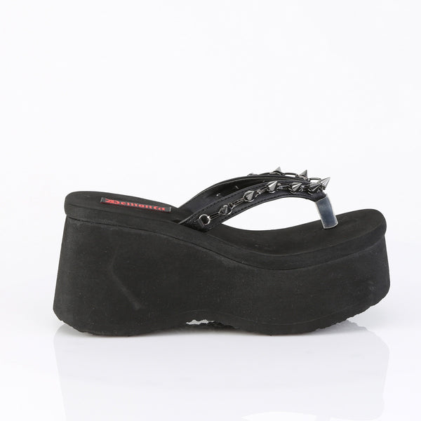 FUNN-35 Plateau Pantoletten - Schwarz Velour von DemoniaCult – Ansicht 5