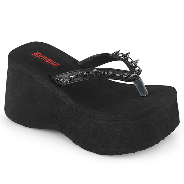 FUNN-35 Plateau Pantoletten - Schwarz Velour von DemoniaCult