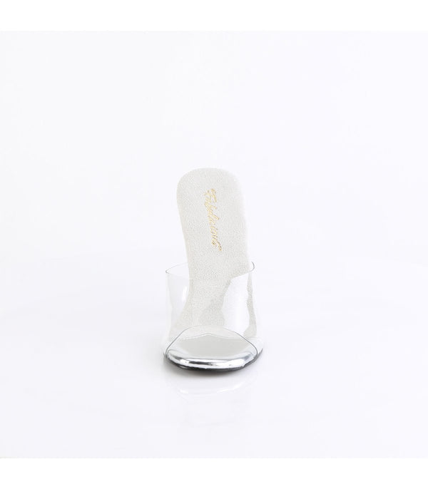 GALA-01DM Pantoletten Silber/Transparent mit Strass | Fabulicious SALE