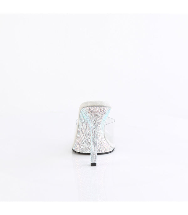 GALA-01DM Pantoletten Silber/Transparent mit Strass | Fabulicious SALE