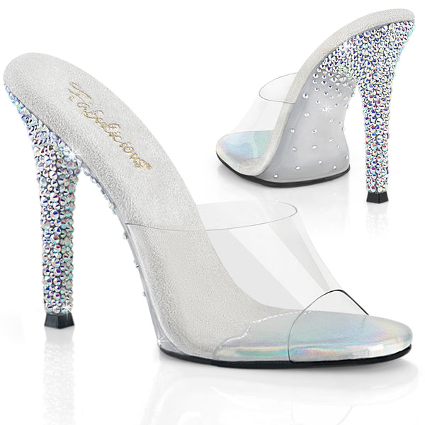GALA-01DSP Pantoletten transparent Glitzersteine von Fabulicious