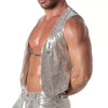 Glitzerweste Herren Silber - Wendeweste mit Ketten-Design | TOF Paris