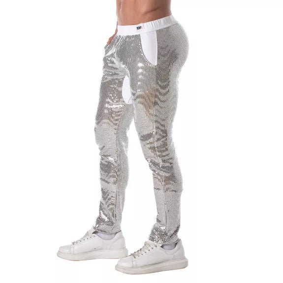 Glitzerhose Herren Silber - Low-Rise, taillierter Schnitt, Komfort | TOF Paris